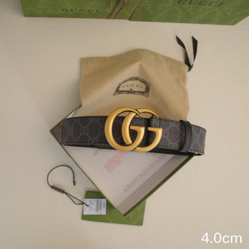 Gucci - 4.0cm G Classic - Supreme Canvas Gold Buckle ZSB4018g