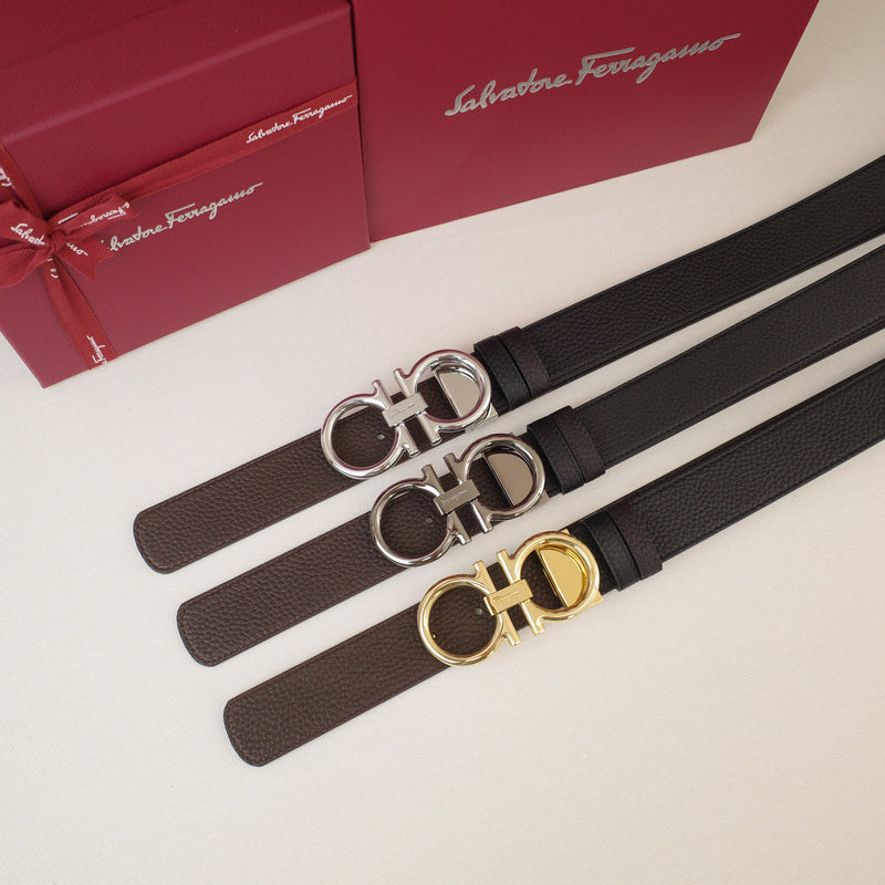 FERRAGAMO - 3.5cm Litchi pattern flat moon tail 3839f