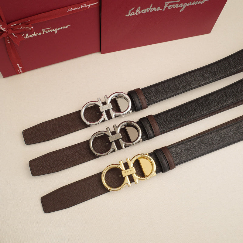 FERRAGAMO - 3.5cm Lychee pattern oblique tail with a figure 8 3829f
