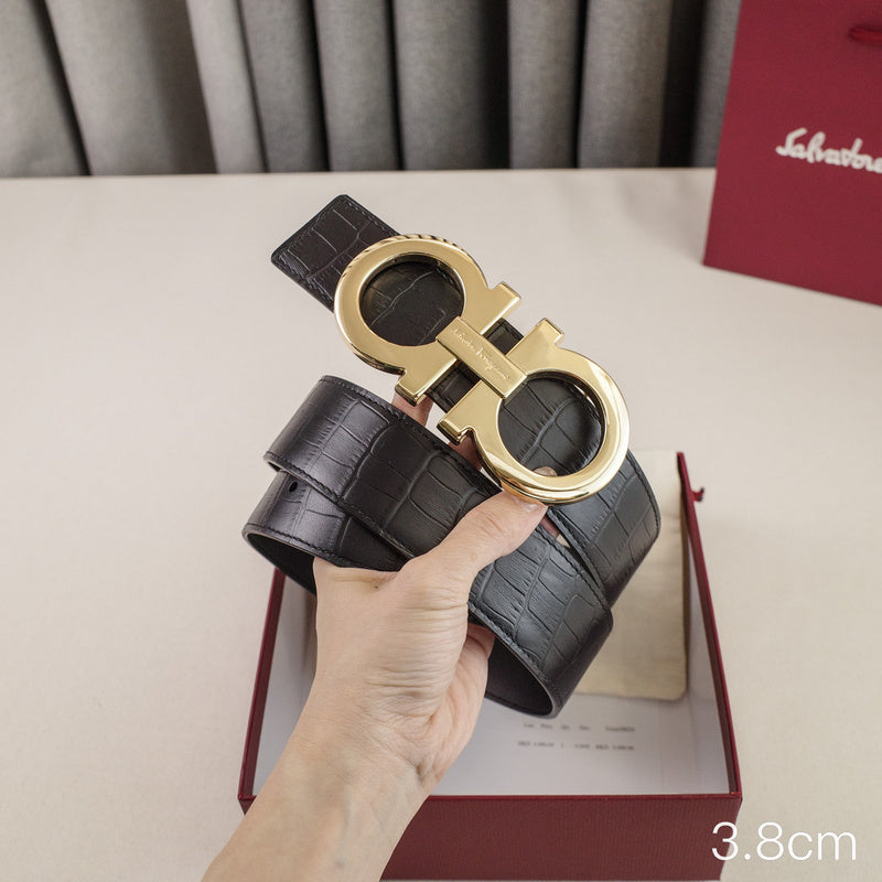 FERRAGAMO - 3.8cm shaped crocodile grain