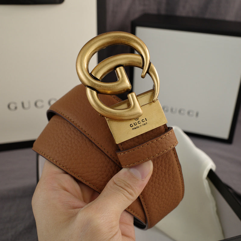Gucci - Double G turn lock,top layer pebble grain,Brown