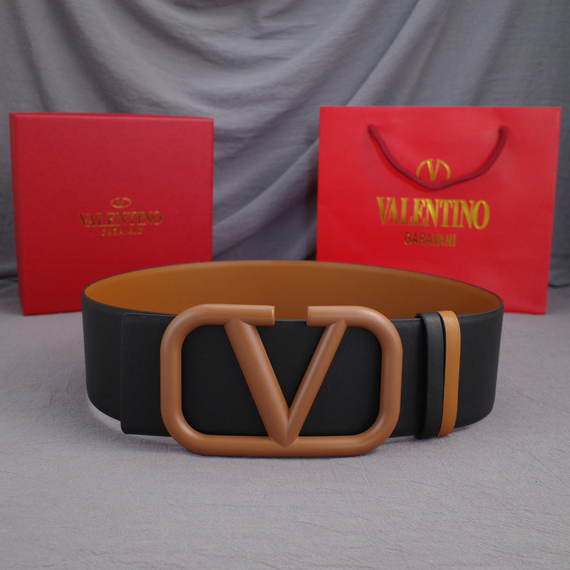 Valentino - Big V button - 7.0cm brown buckle