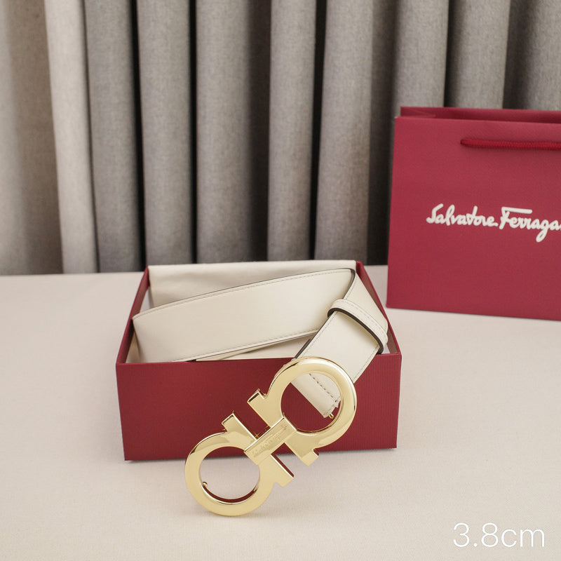 FERRAGAMO - 3.8cm Big 8-sided shape - Plain edge plain weave