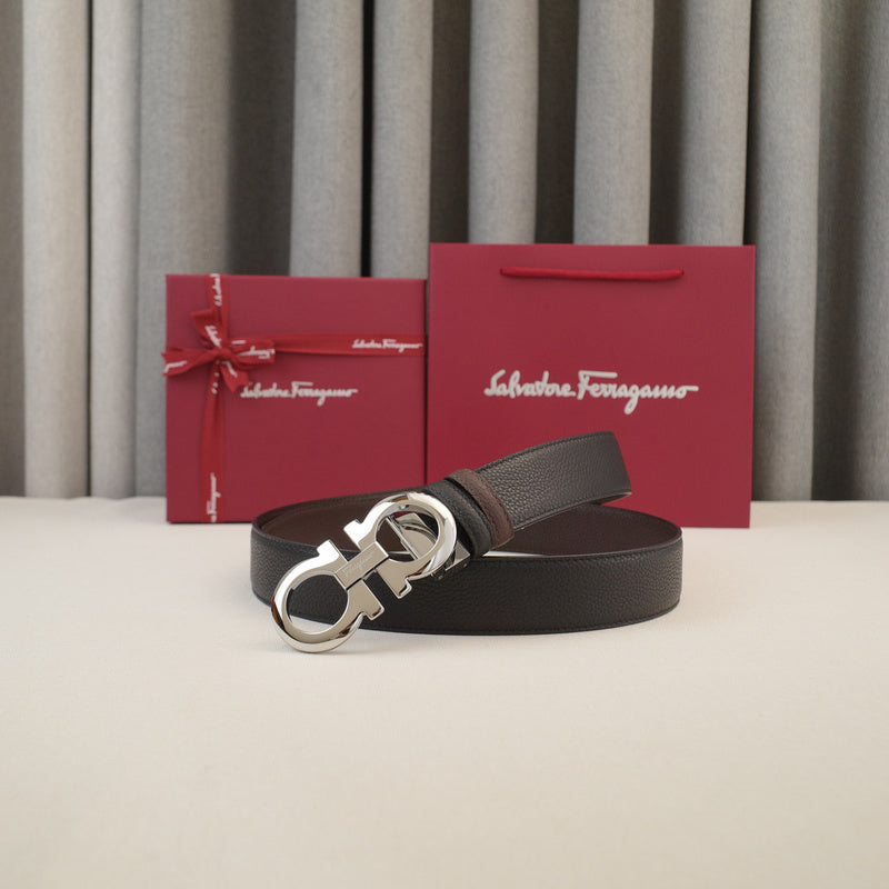 FERRAGAMO - 3.5.cm Classic 8-character - Lychee grain oblique side 8-character tail 3528f