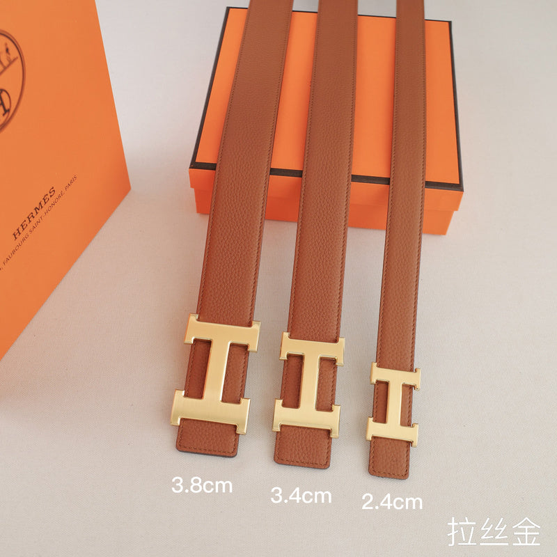 Hermes - 3.8/3.4/2.4cm classic H-lychee pattern gold black Buckle 3801h / 3401h / 2401h