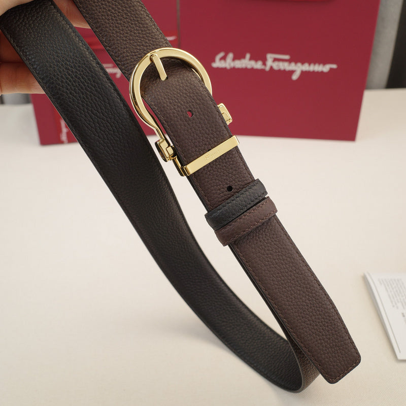 FERRAGAMO - 3.5cm Dragon fruit grain oblique edge
