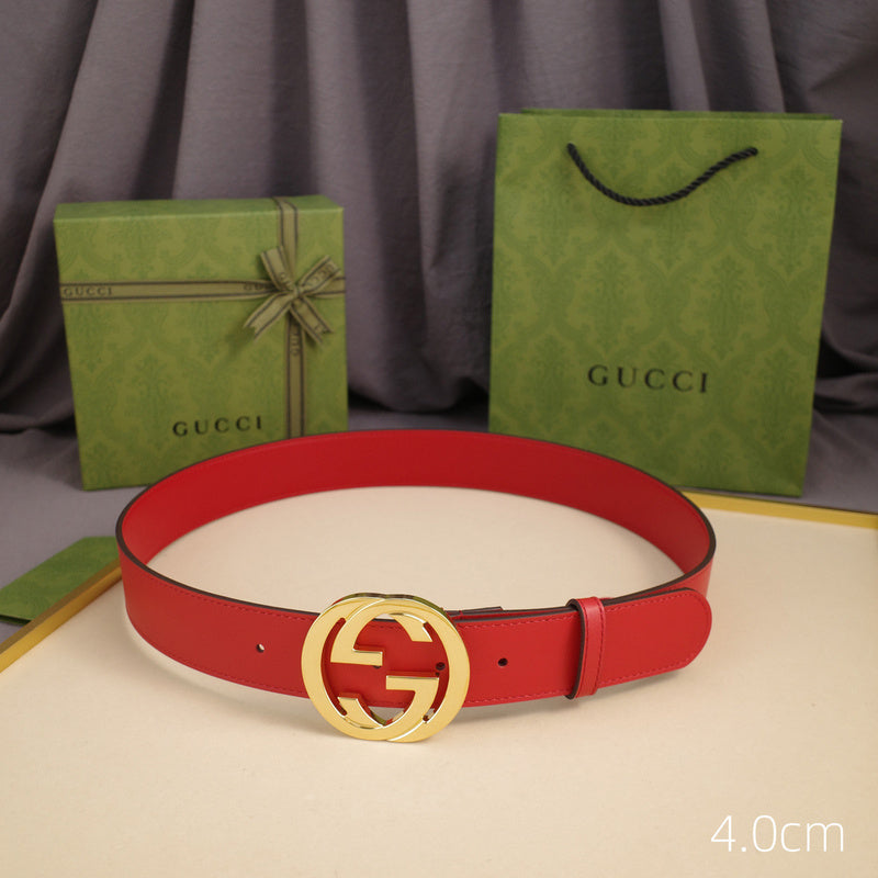 Gucci - 4.0cm pancake - plain weave red leather ZSB4003g