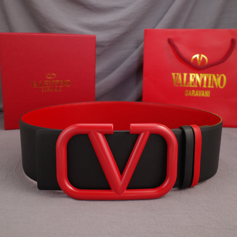 Valentino - Big V button - 7.0cm red belt buckle
