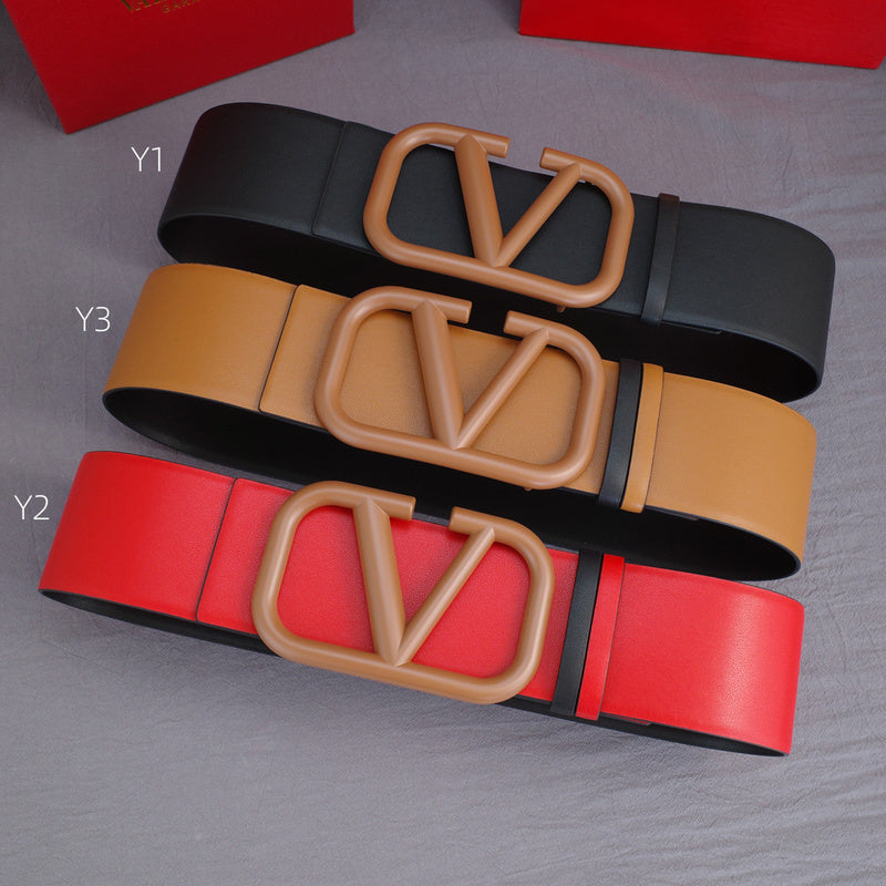 Valentino - Big V button - 7.0cm brown buckle