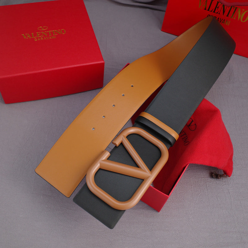 Valentino - Big V button - 7.0cm brown buckle