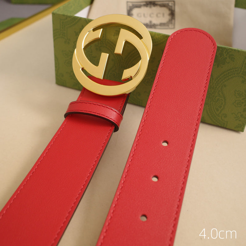 Gucci - 4.0cm pancake - plain weave red leather ZSB4003g