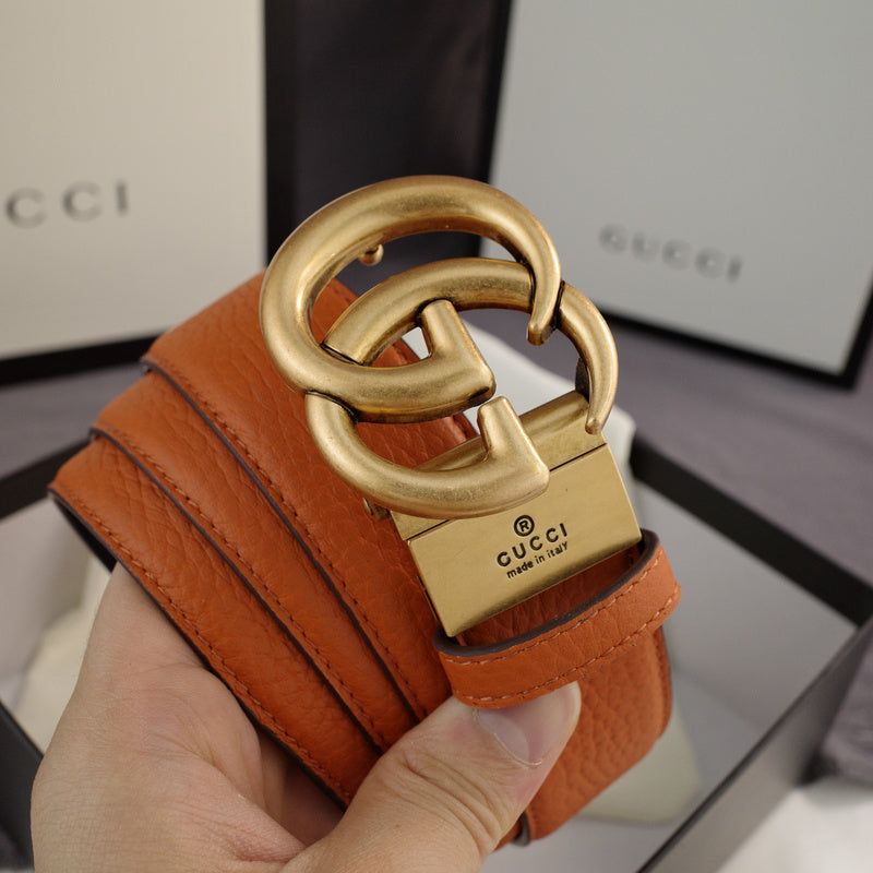Gucci - Double G turn lock,top layer pebble grain,orange ZSB3803g