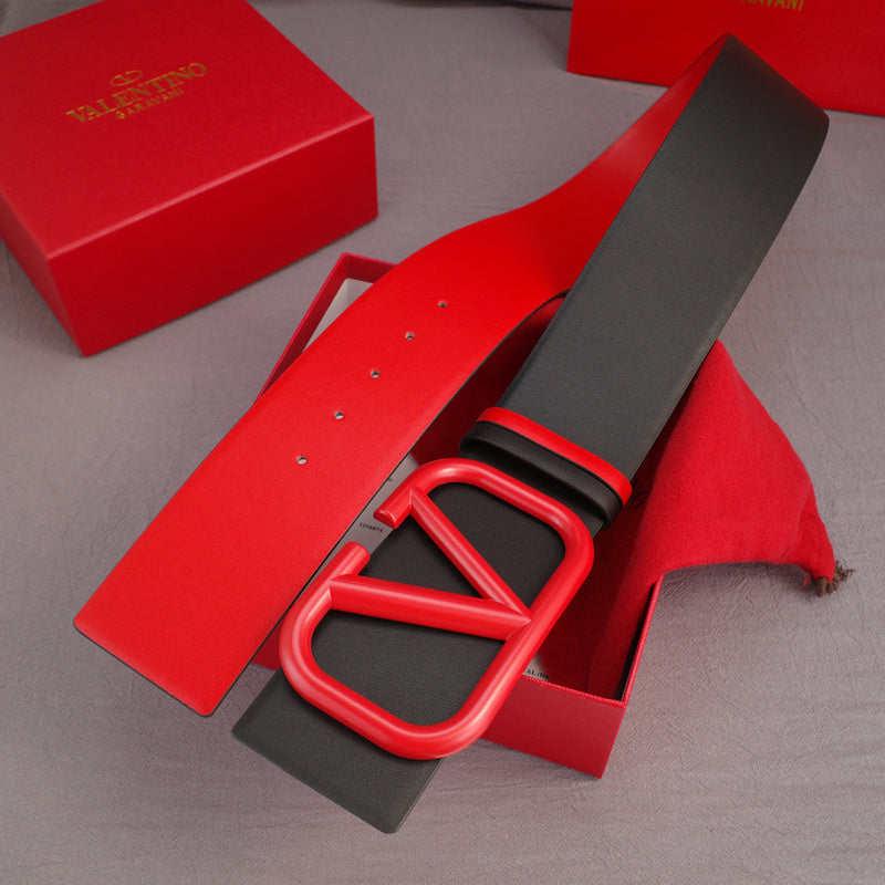 Valentino - Big V button - 7.0cm red belt buckle