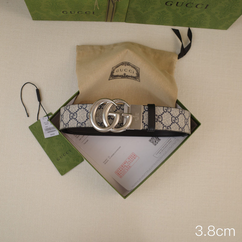 Gucci - 3.8cm G silver belt buckle - Supreme canvas double-sided 3801g
