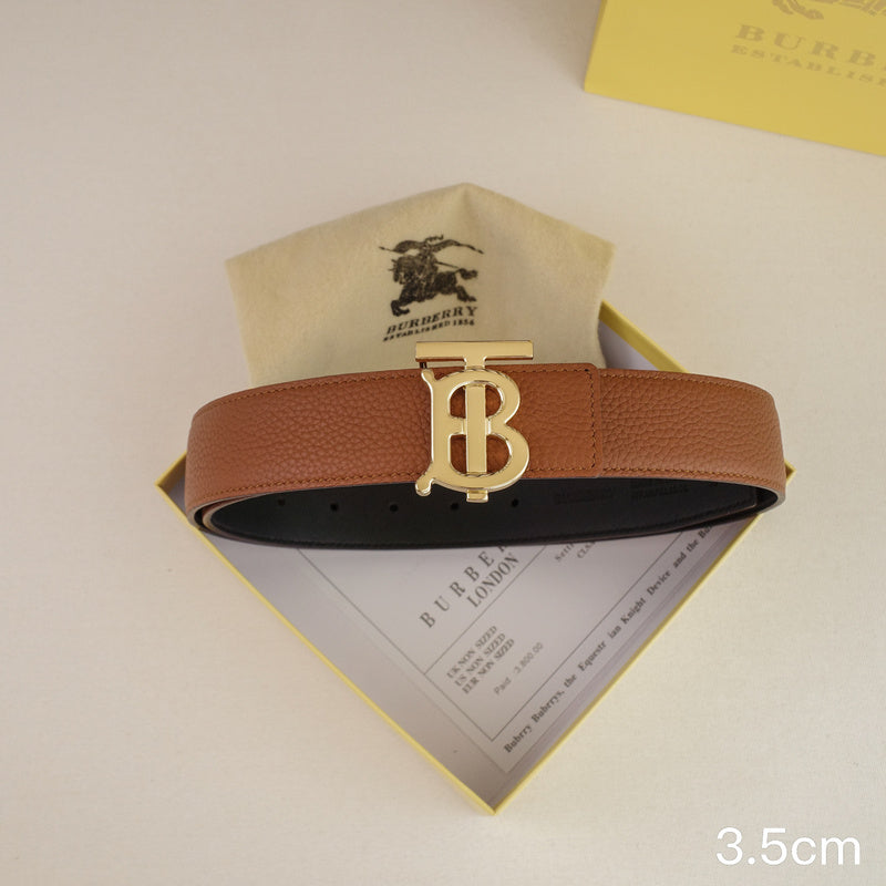 Burberry - 3.4cm - TB Brown lychee grain