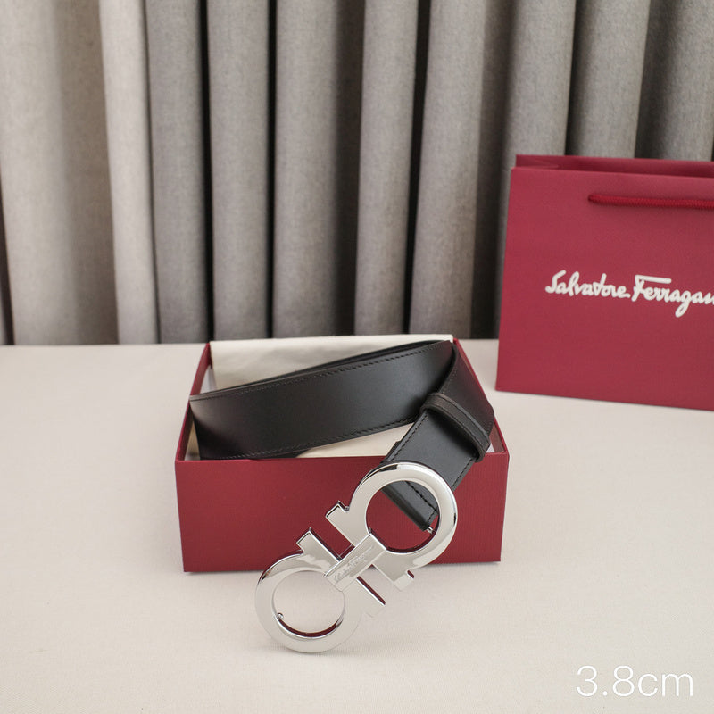 FERRAGAMO - 3.8cm Big 8-sided shape - Plain edge plain weave