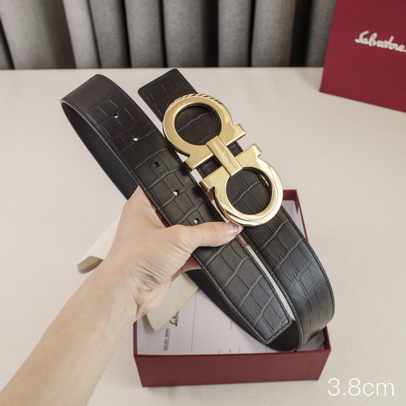 FERRAGAMO - 3.8cm shaped crocodile grain
