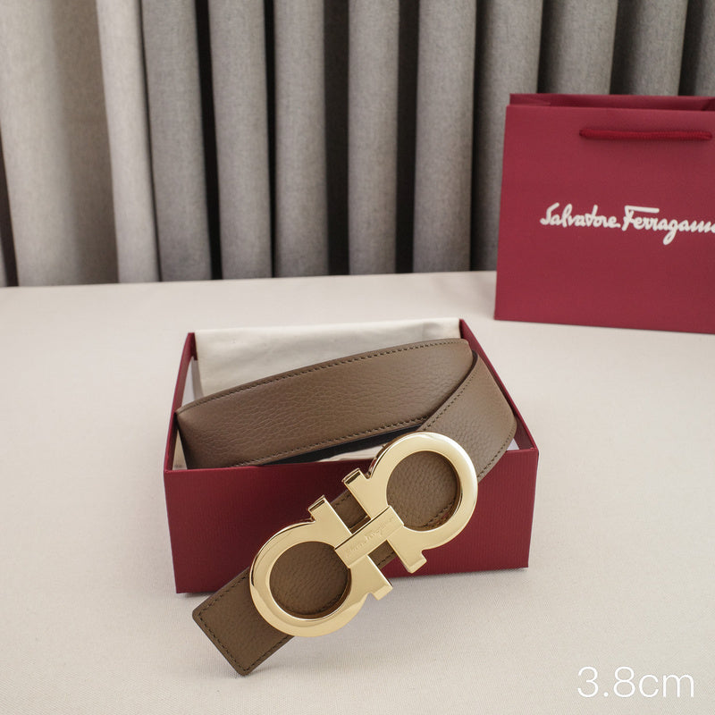 FERRAGAMO - 3.8cm Large 8-letter goldon button with lychee grain