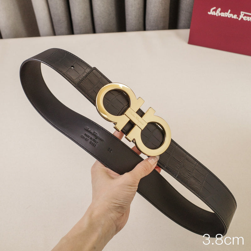 FERRAGAMO - 3.8cm shaped crocodile grain