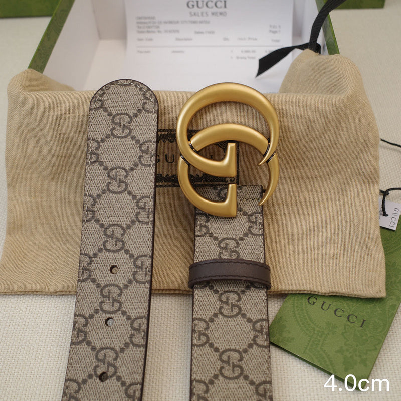 Gucci - 4.0cm G Classic - Supreme Canvas Gold Buckle ZSB4018g