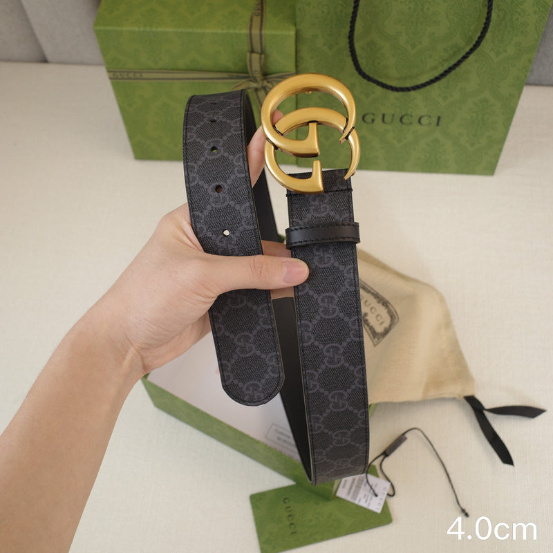 Gucci - 4.0cm G Classic - Supreme Canvas Gold Buckle ZSB4018g