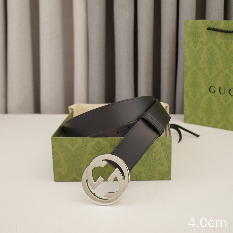 Gucci - 4.0cm pancake - plain weave black leather ZSB4003g