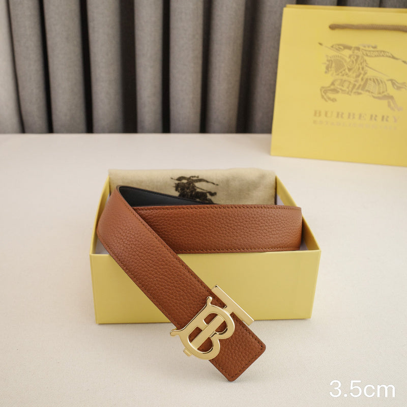 Burberry - 3.4cm - TB Brown lychee grain