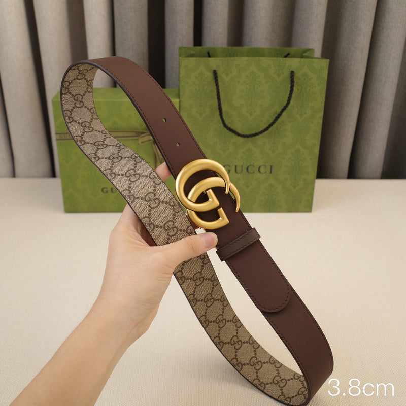 Gucci - 3.8cm G Golden belt buckle - Supreme canvas double-sided 3801g