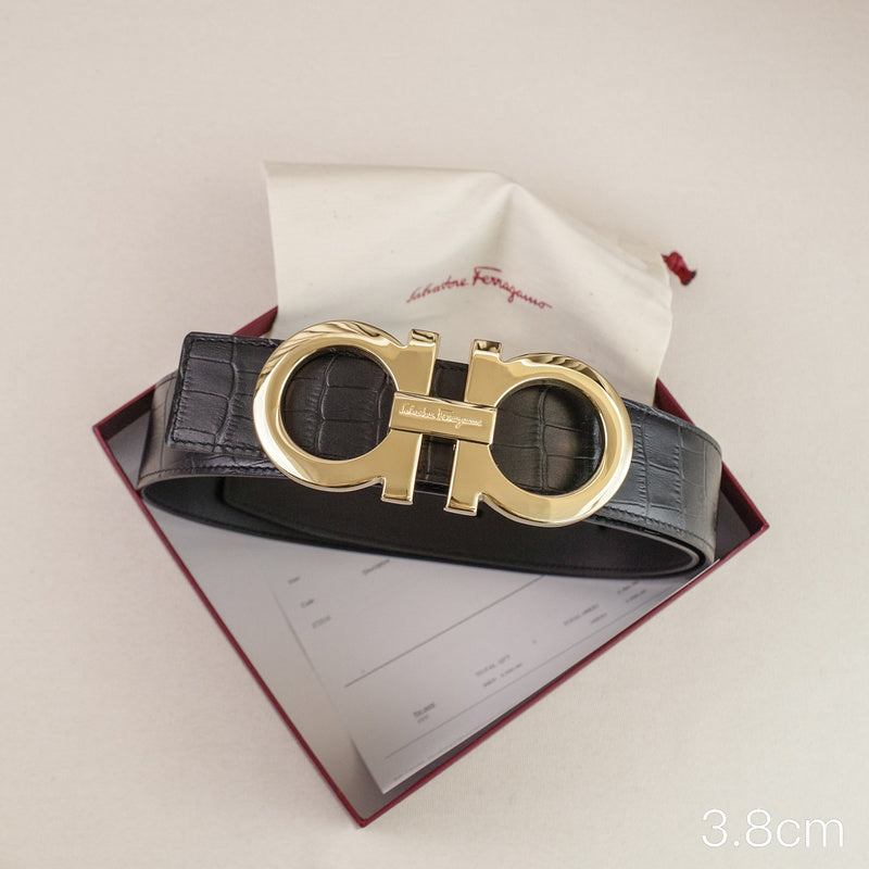 FERRAGAMO - 3.8cm shaped crocodile grain