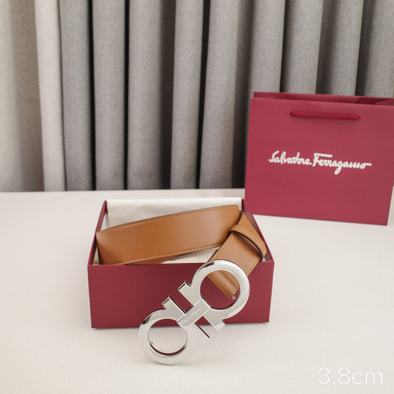 FERRAGAMO - 3.8cm Big 8-sided shape - Plain edge plain weave