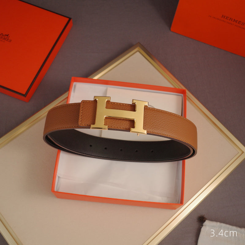 Hermes - 3.8/3.4/2.4cm classic H-lychee pattern gold black Buckle 3801h / 3401h / 2401h