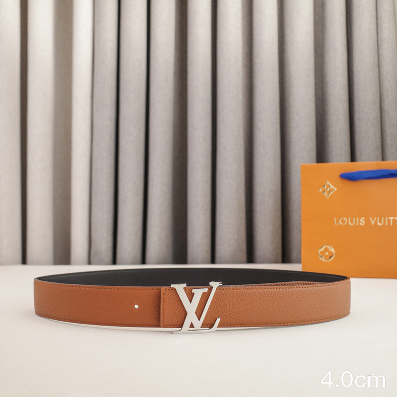 LV - Louis Vuitton - 4.0cm letter bright silver toggle - pebble grain 4023L
