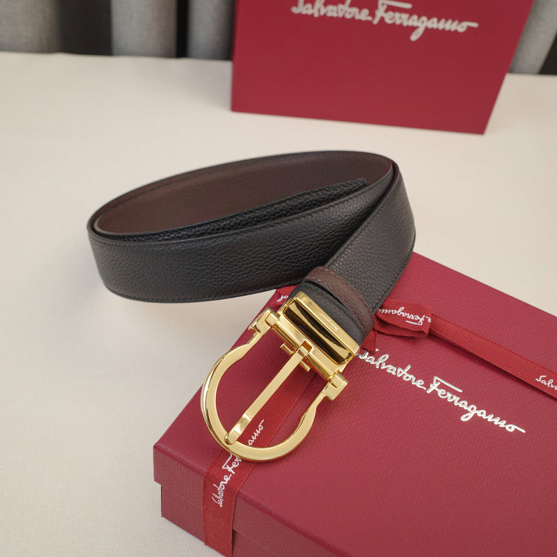 FERRAGAMO - 3.5cm Dragon fruit grain oblique edge