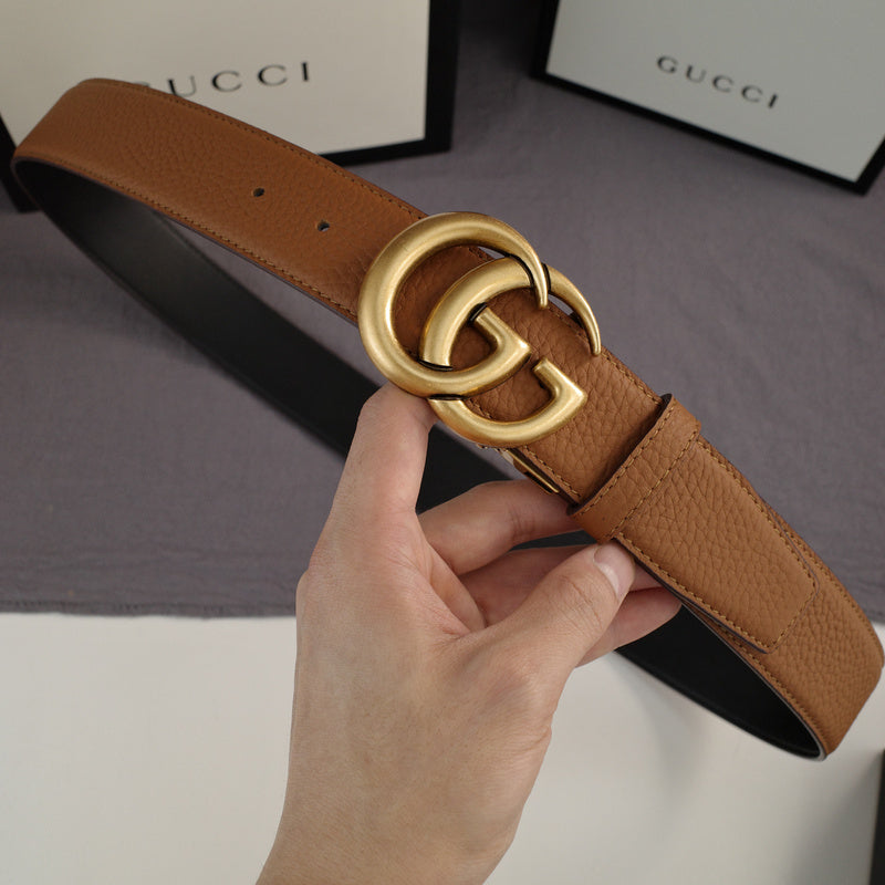 Gucci - Double G turn lock,top layer pebble grain,Brown