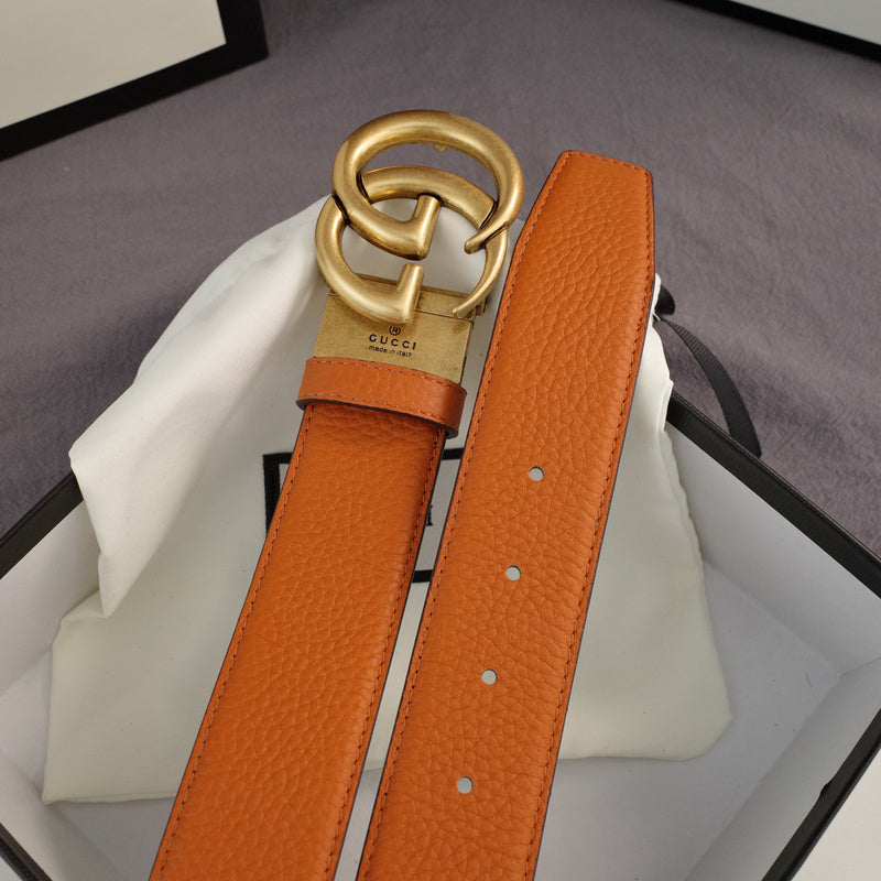 Gucci - Double G turn lock,top layer pebble grain,orange ZSB3803g