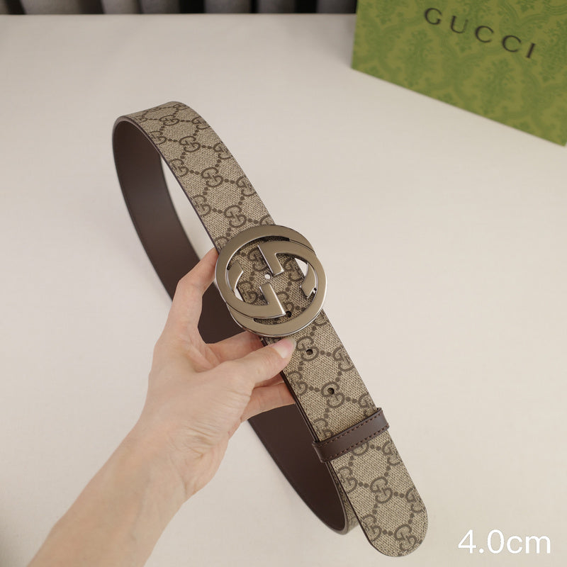 Gucci - 4.0cm Big cake - Supreme canvas Grey button 4023g