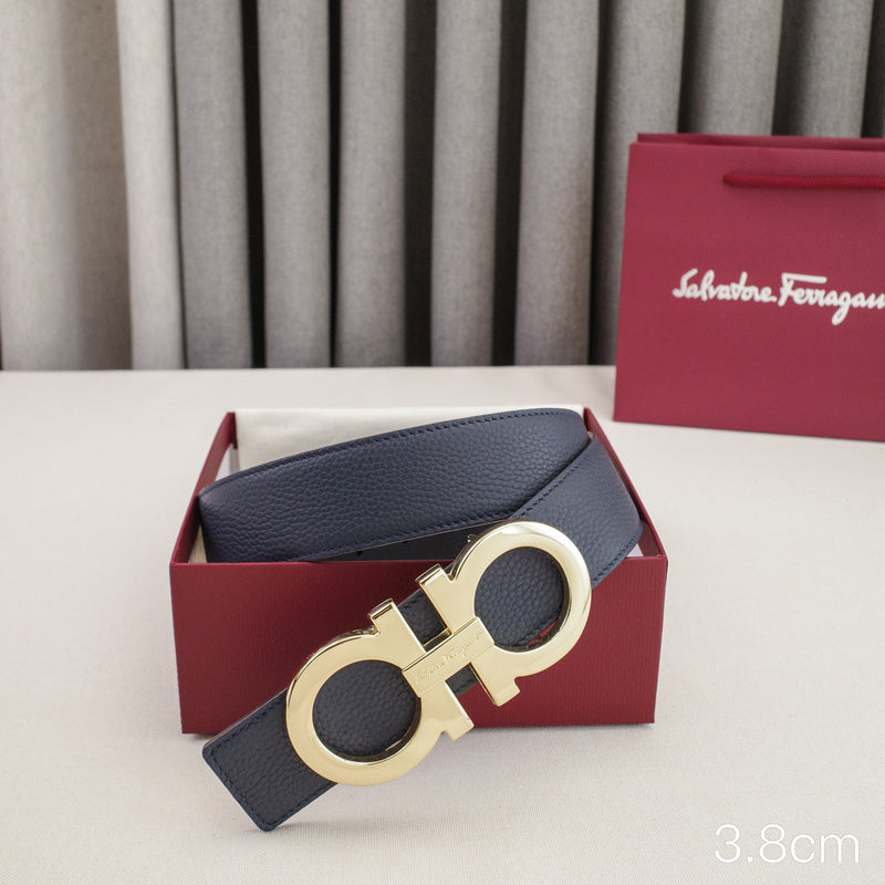 FERRAGAMO - 3.8cm Large 8-letter goldon button with lychee grain