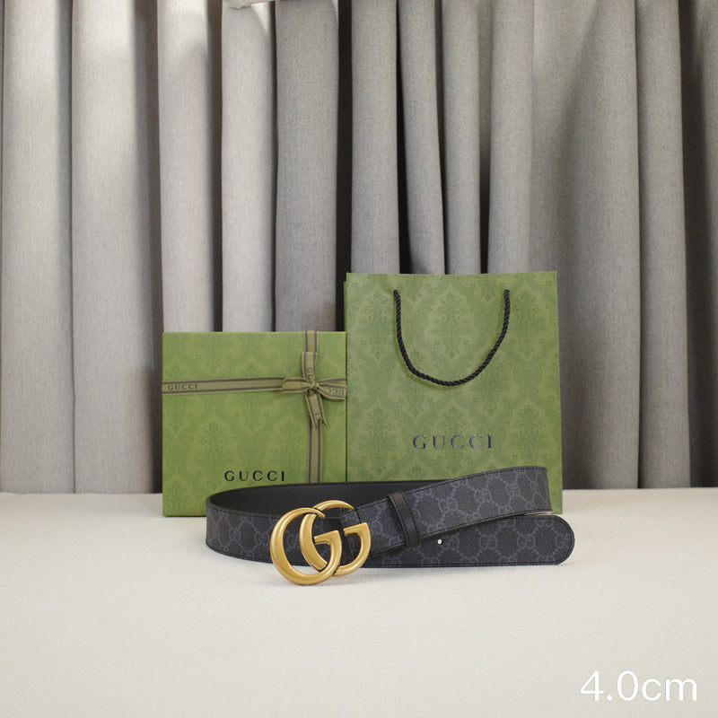 Gucci - 4.0cm G Classic - Supreme Canvas Gold Buckle ZSB4018g