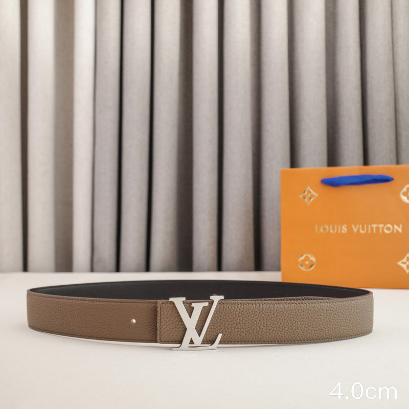 LV - Louis Vuitton - 4.0cm letter bright silver toggle - pebble grain 4023L