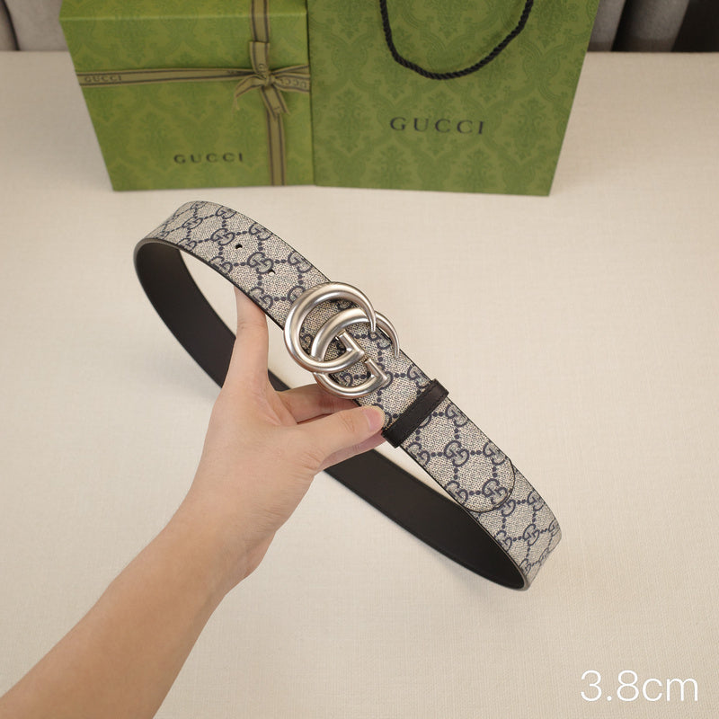 Gucci - 3.8cm G silver belt buckle - Supreme canvas double-sided 3801g