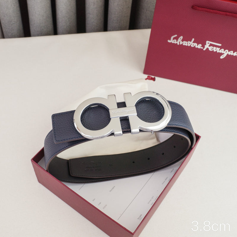 FERRAGAMO - 3.8cm Large 8-letter silver button with lychee grain