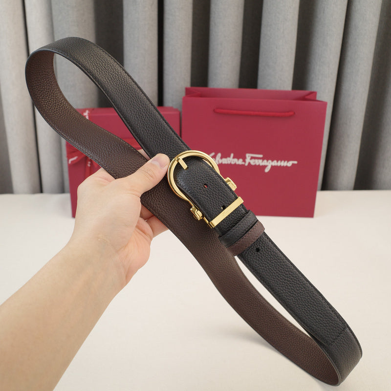 FERRAGAMO - 3.5cm Dragon fruit grain oblique edge
