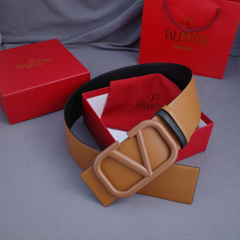 Valentino - Big V button - 7.0cm brown buckle