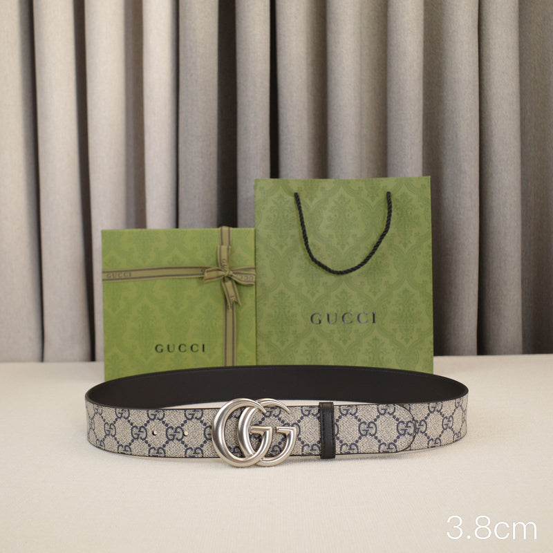 Gucci - 3.8cm G silver belt buckle - Supreme canvas double-sided 3801g