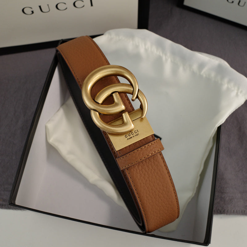 Gucci - Double G turn lock,top layer pebble grain,Brown