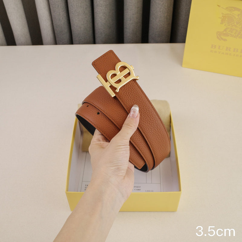 Burberry - 3.4cm - TB Brown lychee grain