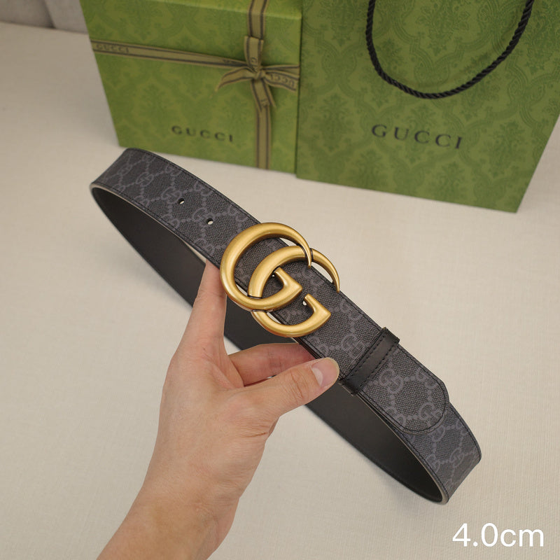 Gucci - 4.0cm G Classic - Supreme Canvas Gold Buckle ZSB4018g
