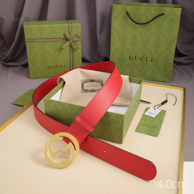 Gucci - 4.0cm pancake - plain weave red leather ZSB4003g