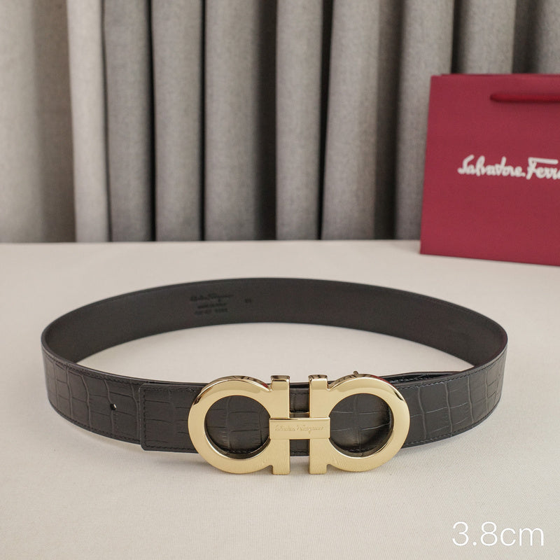 FERRAGAMO - 3.8cm shaped crocodile grain