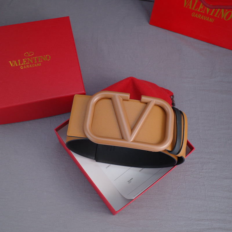 Valentino - Big V button - 7.0cm brown buckle
